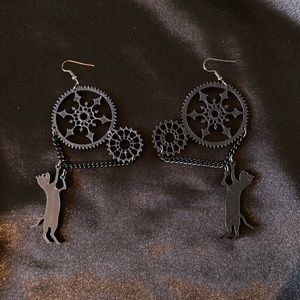 3/$30 Steampunk cat earrings